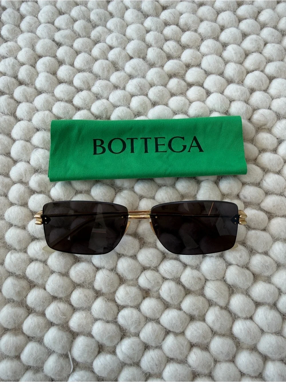 Bottega Veneta Black Lens Sunglasses with Gold Frame